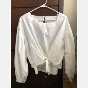 Free People Big Sleeve Blouse & Tie Front